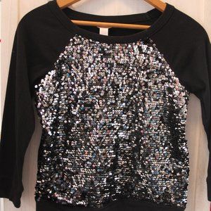 Justice Girls 14 Black Silver Sequin Sweatshirt